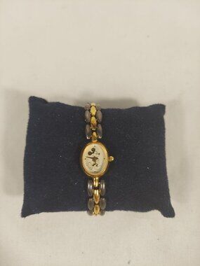 Vintage 1985 Disney Company Swiss Mickey Mouse Watch Gold & Silver Link Bead